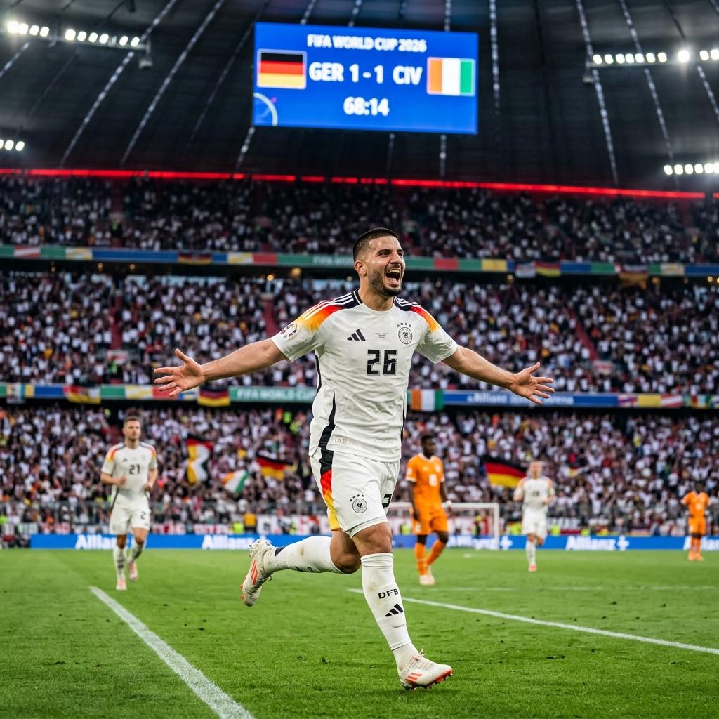 Alemania rescató un punto vital en el Mundial 2026 tras empatar 1-1 con Costa de Marfil